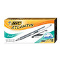 BIC; Atlantis&trade; Exact Retractable Ballpoint Pens, Fine Point, 0.7 mm, Gray Barrel, Black Ink, Pack Of 12
