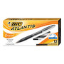 BIC; Atlantis&trade; Retractable Ballpoint Pens, Medium Point, 1.0 mm, Clear Barrel, Black Ink, Pack Of 12