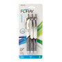 FORAY; Embark Retractable Gel Pens, Medium Point, 0.7 mm, Gray/White Barrel, Black Ink, Pack Of 3