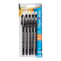 Paper Mate; EraserMate; Pens, Medium Point, 1.0 mm, Black Barrel, Black Ink, Pack Of 5