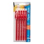 Paper Mate; EraserMate; Pens, Medium Point, 1.0 mm, Red Barrel, Red Ink, Pack Of 5