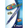 Pilot; G-6 Retractable Gel Ink Rollerball Pens, Fine Point, 0.7 mm, Blue Barrel, Blue Ink, Pack Of 12