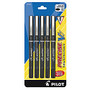 Pilot; Precise&trade; V7 Liquid Ink Rollerball Pens, Fine Point, 0.7 mm, Black Barrel, Black Ink, Pack Of 5