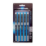 uni-ball; Vision&trade; Liquid Ink Rollerball Pens, Fine Point, 0.7 mm, Gray Barrel, Blue Ink, Pack Of 5