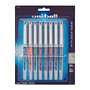 uni-ball; Vision&trade; Needle Liquid Ink Rollerball Pens, Fine Point, 0.7 mm, Gray Barrel, Assorted Ink Colors, Pack Of 8