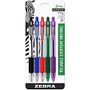 Zebra Pen Z-Grip Retractable Ballpoint Pen - Medium Point Type - 1 mm Point Size - Black, Green, Red, Purple, Cyan - Assorted Barrel - 5 / Set