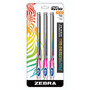 Zebra; Super Marble Gel Pens, Medium Point, 0.8 mm, Clear Barrel, Multicolor Ink, Pack Of 3