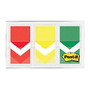 Post-it; Arrow Flags, 1 inch;, Prioritization, Stoplight Colors, 20 Flags Per Pad, Pack Of 3 Pads