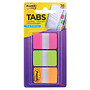 Post-it; Durable Index Tabs, 1 inch; x 1 1/2 inch;, Green/Orange/Pink, 12 Flags Per Pad, Pack Of 36