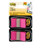 Post-it; Flags, 1 inch; x 1 7/10 inch;, Neon Pink, 50 Flags Per Pad, Pack Of 2 Pads