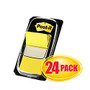 Post-it; Flags, 1 inch; x 1 7/10 inch;, Yellow, 50 Flags Per Pad, Box Of 24 Pads