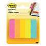 Post-it; Page Markers, 1/2 inch; x 2 inch;, Fluorescent Colors, 50 Flags Per Pad, Pack Of 5 Pads