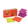 Post-it; 3 inch; x 3 inch; Super Sticky Pop-up Notes, Electric Glow Collection, 90 Sheets Per Pad, Pack Of 6 Pads