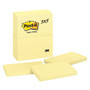 Post-it; 3 inch; x 5 inch; Notes, Canary Yellow, 100 Sheets Per Pad, Pack Of 12 Pads