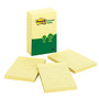 Post-it; 4 inch; x 6 inch; Notes, 100% Recycled, Canary Yellow, 100 Sheets Per Pad, Pack Of 5 Pads