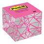 Post-it; Notes Cube, 2 5/8 inch; x 2 5/8 inch;, Pink/Silver, 620 Sheets