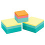 Post-it; Notes Cubes, 3 inch; x 3 inch;, Emerald Wave with Bonus 2 inch; x 2 inch; Cube, Pack of 3 Cubes