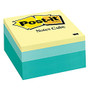 Post-it; Notes Designer Memo Cube, 3 inch; x 3 inch;, Emerald Wave, 470 Sheets