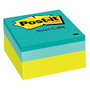 Post-it; Notes Designer Memo Cube, 3 inch; x 3 inch;, Green Wave, 400 Sheets