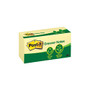 Post-it; Notes, 100% Recycled 3 inch; x 3 inch;, Canary Yellow, 100 Sheets Per Pad, Pack Of 12 Pads