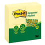 Post-it; Notes, 100% Recycled 3 inch; x 3 inch;, Canary Yellow, 100 Sheets Per Pad, Pack Of 24 Pads