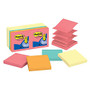 Post-it; Notes, Electric Glow Collection, 3 inch; x 3 inch;, 100 Sheets Per Pad, Pack Of 14 Pads