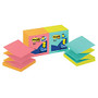 Post-it; Pop-Up Notes, 3 inch; x 3 inch;, Electric Glow Collection, 100 Sheets Per Pad, Pack Of 12 Pads