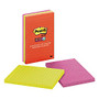 Post-it; Super Sticky Lined Notes, 4 inch; x 6 inch;, Electric Glow Collection, 90 Sheets Per Pad, Pack Of 3 Pads