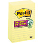 Post-it; Super Sticky Lined Notes, 4 inch; X 6 inch;, Yellow, 90 Sheets Per Pad, Pack Of 5 Pads