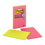 Post-it; Super Sticky Lined Notes, 5 inch; x 8 inch;, Assorted Colors, 90 Sheets Per Pad, Pack Of 2 Pads