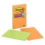 Post-it; Super Sticky Lined Notes, 5 inch; x 8 inch;, Electric Glow Collection, 45 Sheets Per Pad, Pack Of 2 Pads