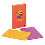 Post-it; Super Sticky Lined Notes, 5 inch; x 8 inch;, Electric Glow Collection, 45 Sheets Per Pad, Pack Of 4