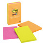 Post-it; Super Sticky Lined Notes, Rio de Janeiro Collection, 4 inch; x 6 inch;, Assorted Ultra Colors, 90 Sheets Per Pad, Pack Of 3 Pads