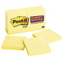 Post-it; Super Sticky Notes, 3 inch; x 3 inch;, Canary Yellow, 90 Sheets Per Pad, Pack Of 10 Pads