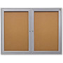 Ghent 2-Door Enclosed Indoor Bulletin Board - 48 inch; Height x 36 inch; Width - Cork Surface - 1 Each