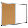 MasterVision; Cork/Dry-Erase Combination Board, Melamine, 36 inch; x 48 inch;, Aluminum Frame