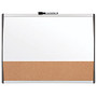 Quartet; 3-In-1 Magnetic Dry-Erase & Cork Combination Board, 17 inch; x 23 inch;, Black/Silver Frame