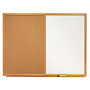 Quartet; Combination Dry-Erase/Cork Bulletin Board, 36 inch; x 48 inch;, Oak Frame/Natural Cork