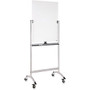 Lorell Revolving Glass Easel - 27.6 inch; (2.3 ft) Width x 39.4 inch; (3.3 ft) Height - Glass Surface - Silver Frame - Rectangle - Assembly Required - 1 Each