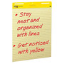 Post-it; Bleed Resistant Self-Stick Easel Pads, 25 inch; x 30 inch;, Faint Rule On Yellow Paper, 30 Sheets, Box Of 4