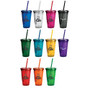 Double-Wall Insulated Acrylic Tumbler With Straw, 16 Oz.