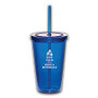 Keep Calm And Make A Difference Twist-Top Tumbler With Straw, 16 Oz, Blue