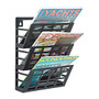 Safco Steel Grid Magazine Rack, 3 Pockets, Black