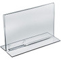 Azar Displays Double-Foot Acrylic Sign Holders With Attached Business Card Pockets, 8 1/2 inch; x 11 inch;, Clear, Pack Of 10