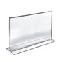 Azar Displays Double-Foot Acrylic Sign Holders, 11 inch; x 17 inch;, Clear, Pack Of 10