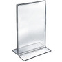 Azar Displays Double-Foot Acrylic Sign Holders, 14 inch; x 8 1/2 inch;, Clear, Pack Of 10