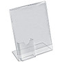 Azar Displays L-Shaped Acrylic Sign Holders With Attached Tri-Fold Pockets, 11 inch; x 8 1/2 inch;, Clear, Pack Of 10