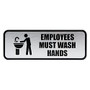 COSCO; Brushed Metal  inch;Employees Must Wash Hands inch; Sign, 3 inch; x 9 inch;, Silver
