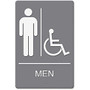 Headline Men/Wheelchair Image Indoor Sign - 1 Each - men's restroom/wheelchair accessible Print/Message - 6 inch; Width x 9 inch; Height - Rectangular Shape - Double-sided - Plastic - Gray, White