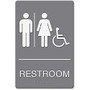 Headline Restroom/Whchr Image Indoor Sign - 1 Each - Restroom (Man/Woman/Wheelchair) Print/Message - 6 inch; Width x 9 inch; Height - Rectangular Shape - Double-sided - Plastic - Gray, White